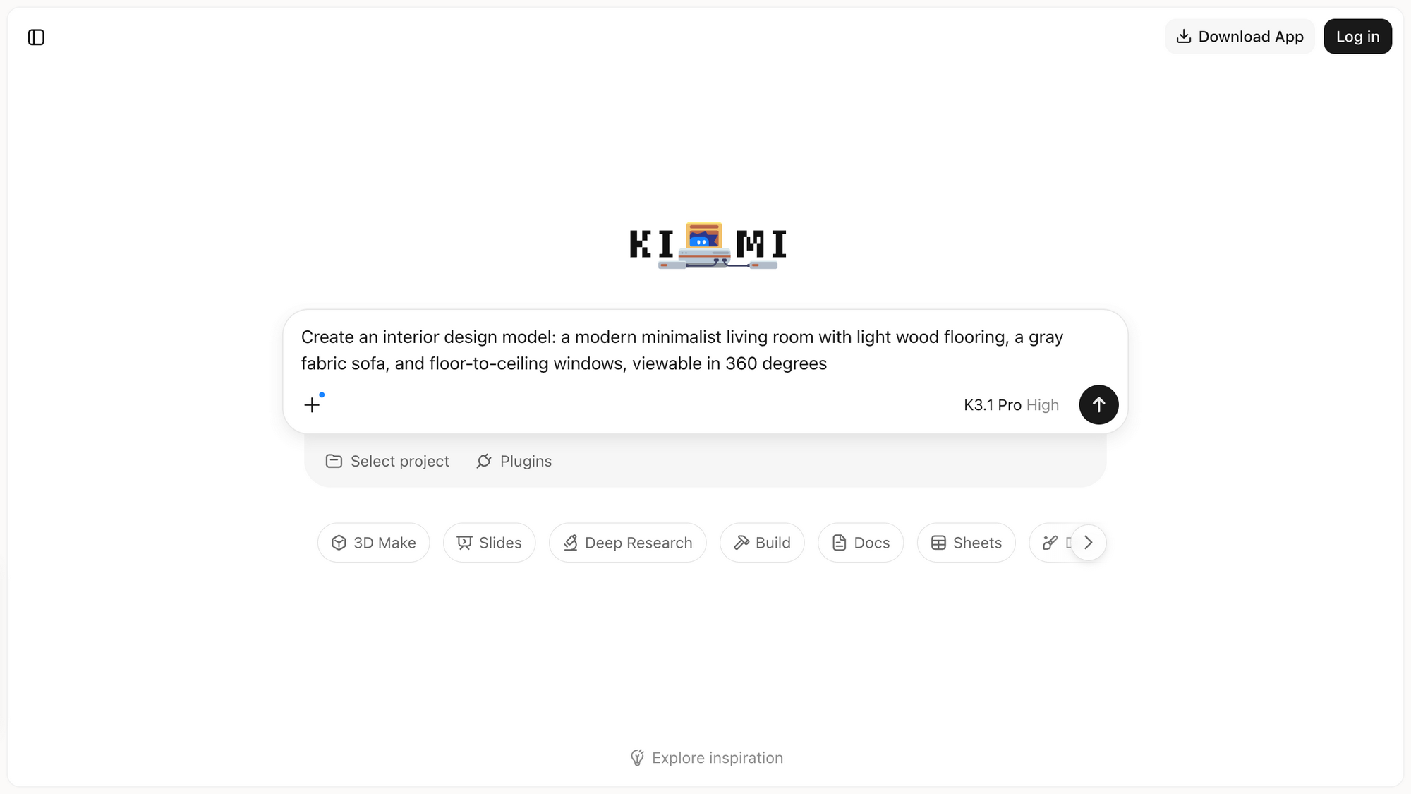 3D Make entry in the feature bar on the Kimi homepage