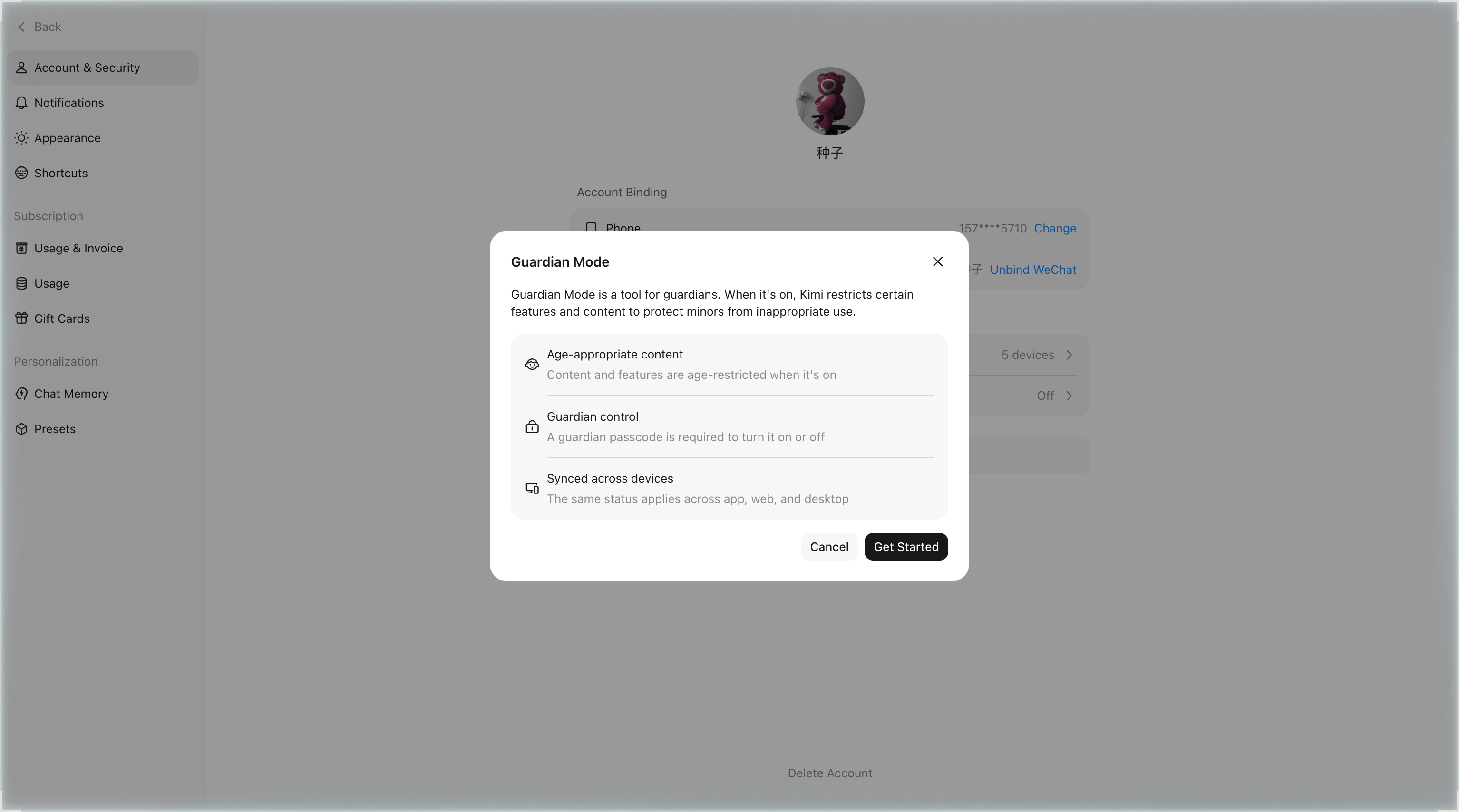 Guardian Mode intro dialog
