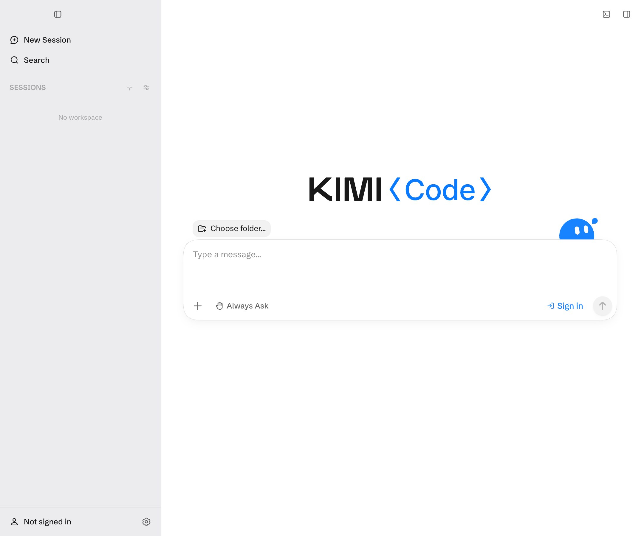 Kimi Code Desktop arayüzü